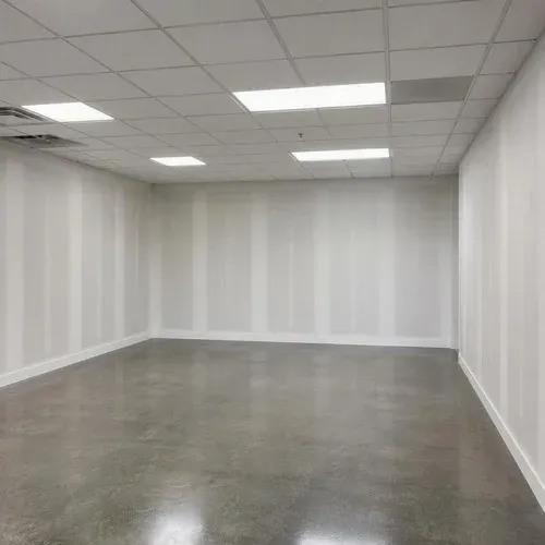 Finished commercial office walls handed over ready for the painter to prime